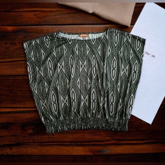 Ellen Tracy Blouse Ellen tracy green multicolors stamps top blouse size Large - Picture 16 of 16